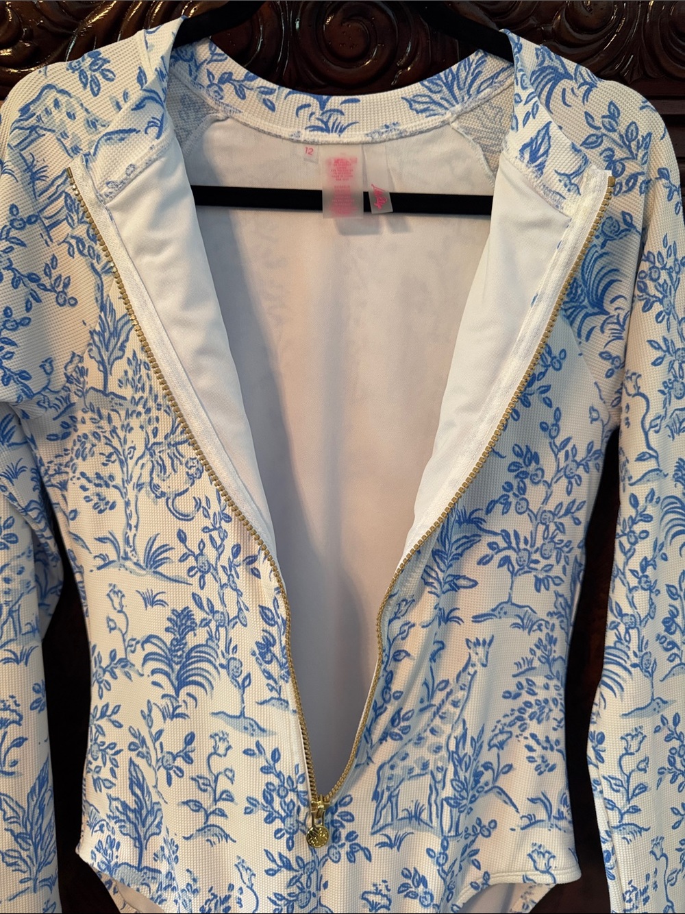 EUC Lilly Pulitzer Blue and White “Tall Tales” Rashguard Swimsuit - Picture 5 of 7